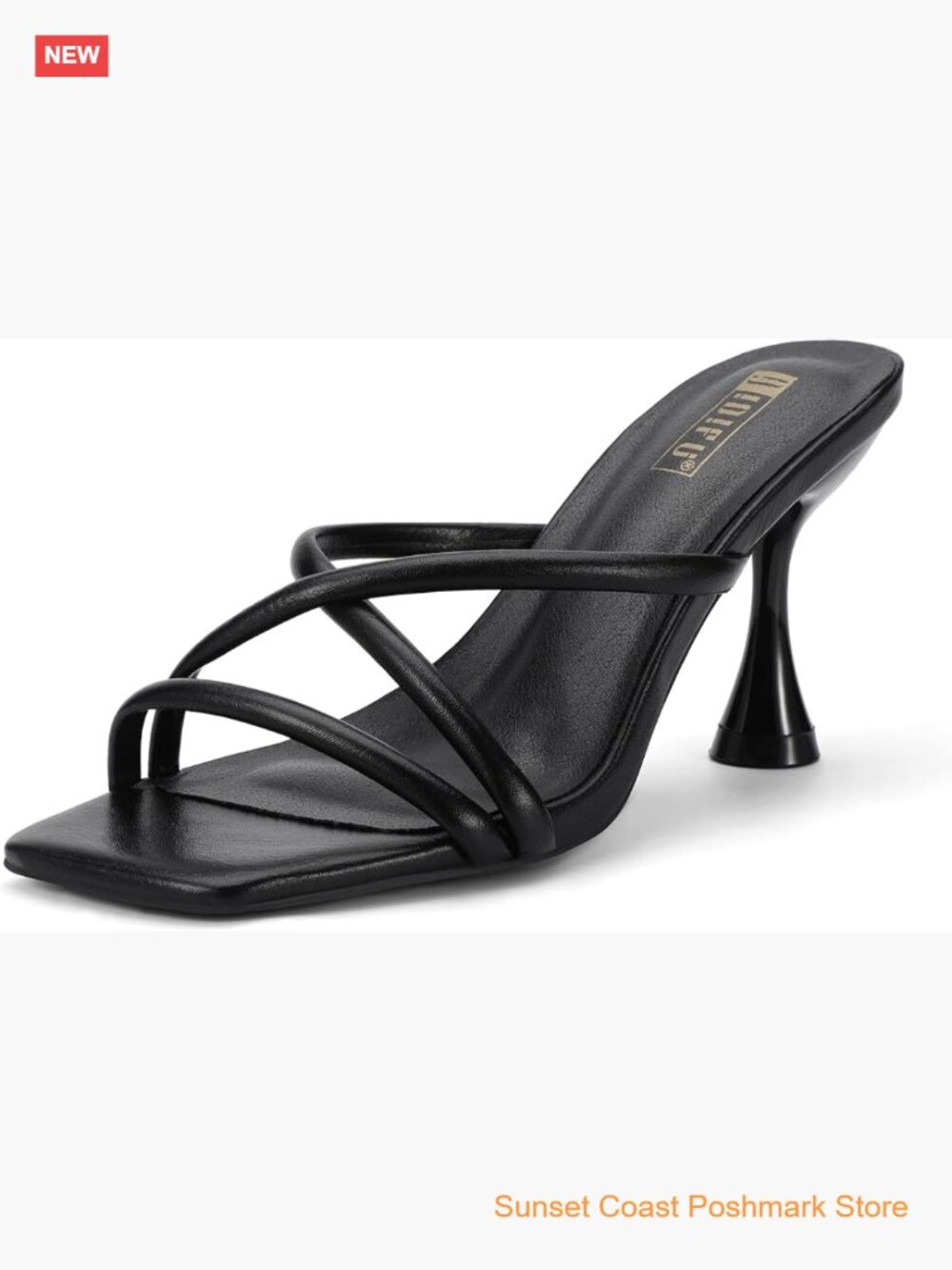 Kitten Heels Square Open Toe Sandals Strappy Cushioned Insole Slip-On